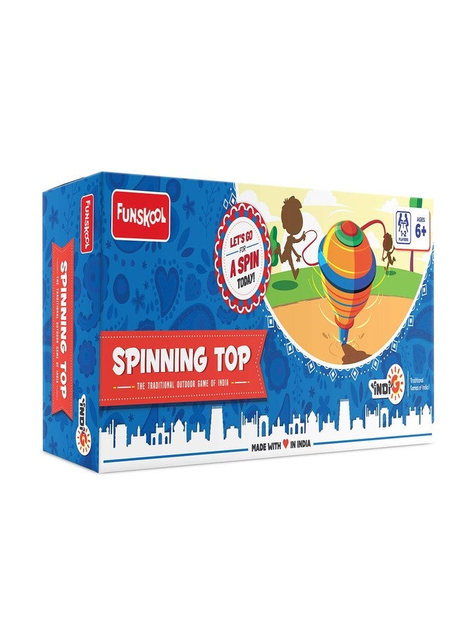 Funskool Games Spinning top | The Traditional Outdoor Games of India | 2 Traditional Wooden Spinning top | Outdoor and Indoor Toy | 1-2 Players | 6 & Above - Image 1